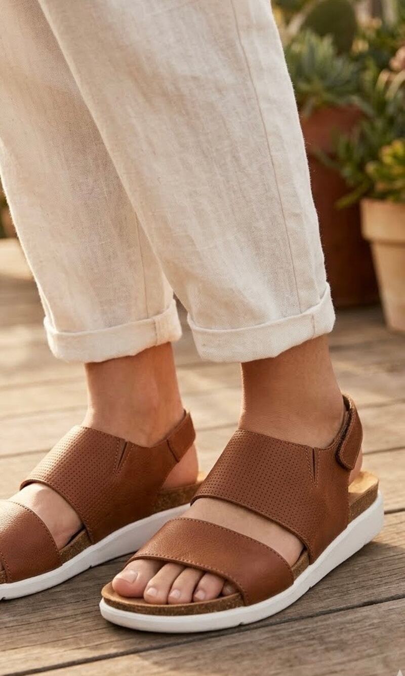 El Naturalista Koi Brown Leather Double Strap White Sole Sandals 9M NWB